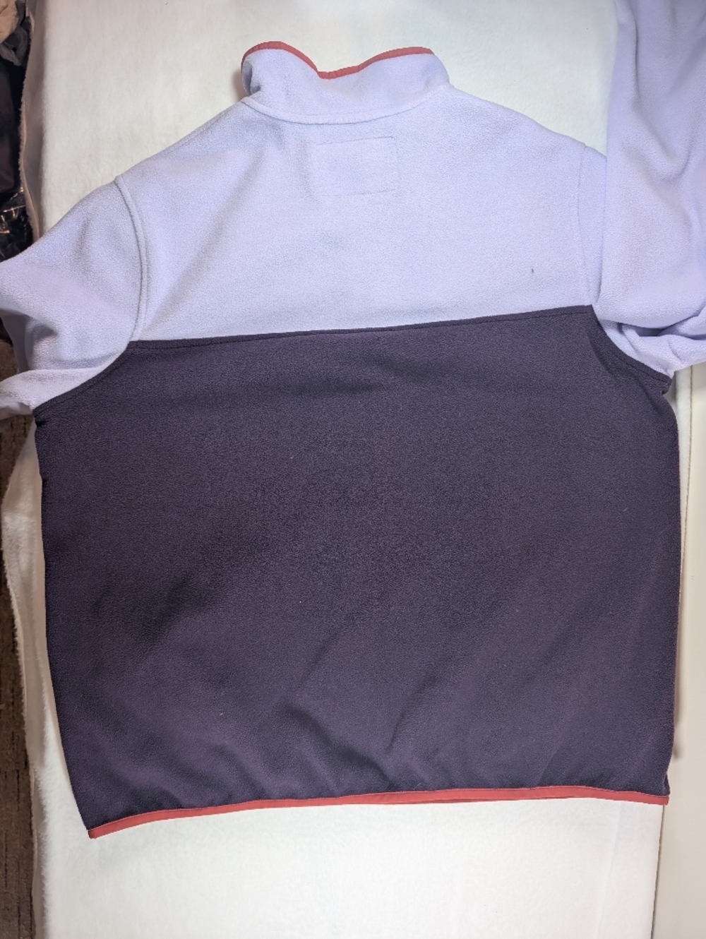 Lands' End Two-Tone Fleece Pullover - Lavender with Coral Trim XL - Picture 3 of 8